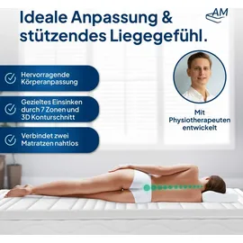 AM Qualitätsmatratzen 3D Deluxe 7-Zonen Kaltschaum-Topper | 80x190 cm | 8 cm Höhe | Matratzentopper | 80/190 | Kaltschaum Topper | 7 Zonen