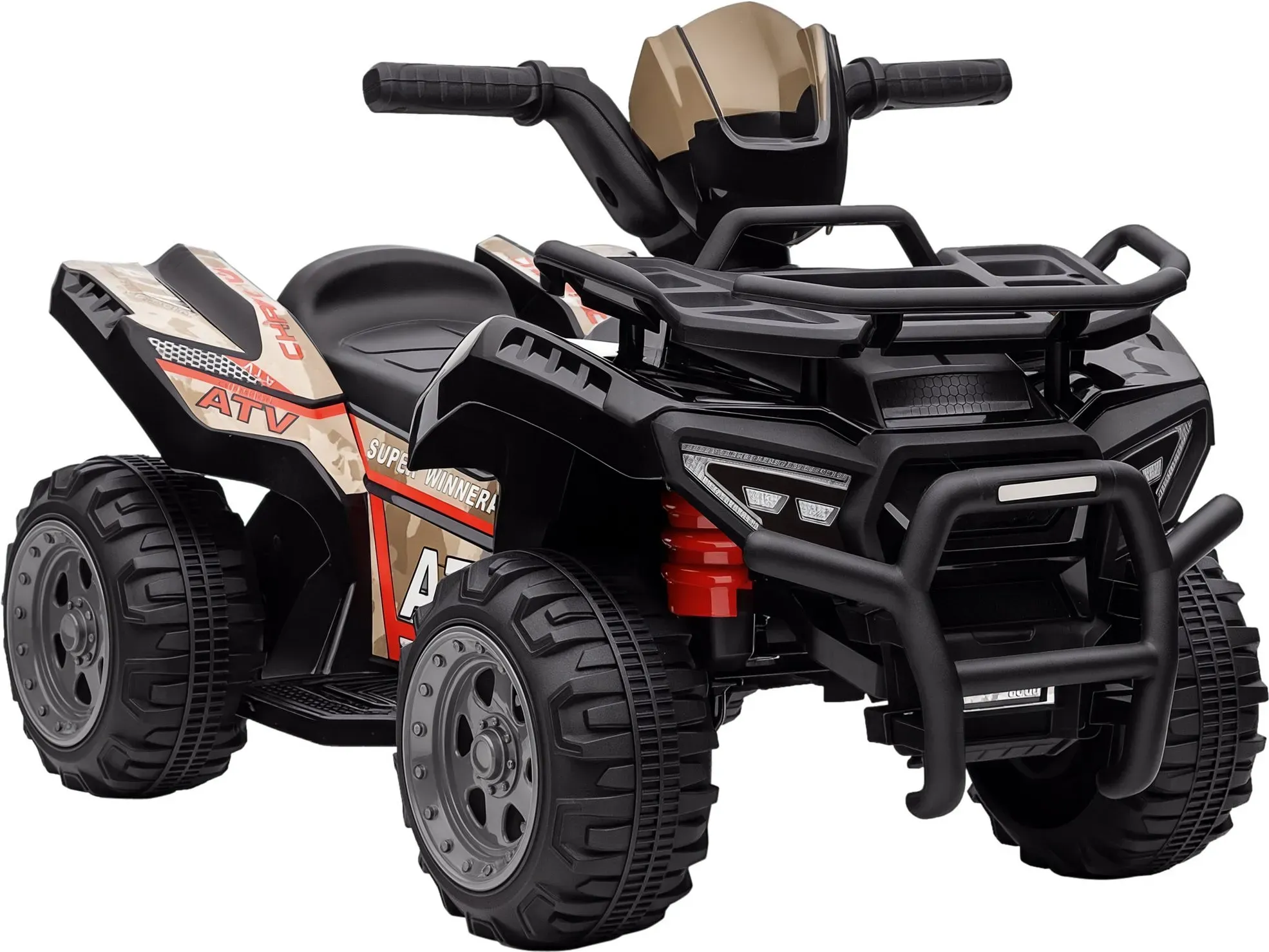 HOMCOM Mini Elektro-Quad Kinder Elektro ATV LED Frontlicht Kinderfahrzeug für 18-36 Monate Kinder Metall PP-Kunststoff Schwarz 70 x 42 x 45 cm   Aosom