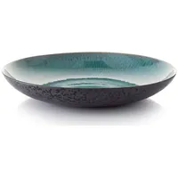 Bitz Schale, Obstschale/Salatschüssel aus Steinzeug, 40 cm im Durchmesser, spülmaschinenfest, schwarz/grün