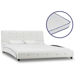 Bett mit Memory-Schaum-Matratze Weiß Kunstleder 140x200 cm