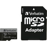 Verbatim Pro U3 R100/W90 microSDXC 512GB Kit, UHS-I U3, A2, Class 10 (47046)