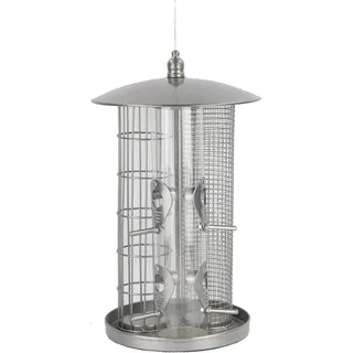 dehner natura premium Dehner Natura Wildvogel-Futterspender Triple, Ø 22 cm, Höhe 36.5 cm, Metall, silber Ø Natura Wildvogelfutter, Meisenknödel ohne Netz, 30 Stück (3 kg)