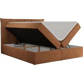 MKS Meble Boxspringbett 180x200 mit Bettkasten und Matratze H4, Polsterbett 180x200 mit Bettkasten, Bett 180x200 mit Stauraum und Topper - Premium-... - Orange
