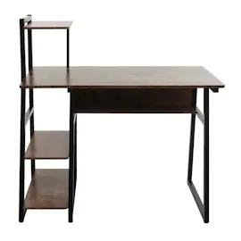 Mendler Schreibtisch mit Regal HWC-K68, Laptoptisch Bürotisch Arbeitstisch, MVG-zertifiziert 100x50cm, Metall MDF ~ braun
