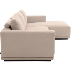 Musterring Ecksofa MUSTERRING "JustB PM200, Holzrahmen in schwarz, wahlw. Sitzvorzug, Breite 316cm", beige (sand), B:316cm H:78cm T:166cm, 94% Polyester, 6% Nylon, Sofas, Ecksofa, Anreihsofa links & Longchair rechts, mit Armlehnen, inkl. Rückenkissen