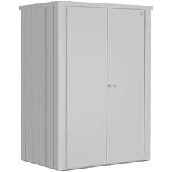 Mehrzweckschrank BIOHORT "Terrassenschrank Romeo Größe L", silber (silber, metallic), B:132cm H:181cm T:87cm, Stahl, Schränke, regenwasserdicht, durchlüftet, mit Regalausstattung