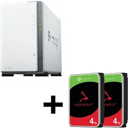 Synology DiskStation DS223J 2 Einschübe NAS-Server Leergehäuse + 8TB (2x4TB) Seagate Ironwolf SATA 3.5" HDD Festplatten