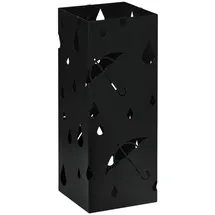 Homcom Regenschirmständer Schirmständer mit 4 Haken, Wasserauffangschale Schwarz Metall, 15.5x40x15.5 cm, Garderobe,