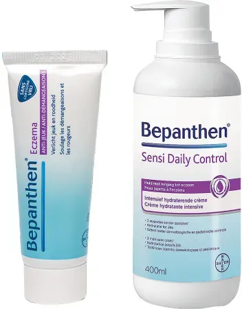Bepanthen Ekzema Anti-Juckreiz Tube 50g + Sensi Daily Control Pumpflasche 400ml