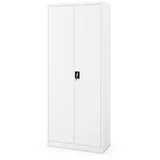 Jan Nowak Aktenschrank Metall Büroschrank abschließbar 90 cm JAN H2200 5 Böden Stahl (Stahl 0,7 mm Wandmontage möglich PZH-zertifiziert 4 Farben) Ordnerschrank 60 Ordner Schloss 2 Schlüssel 220 cm robust weiß