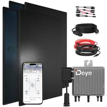 sunniva Balkonkraftwerk Full Black Bifazial 1840 W inkl. DEYE 800 W Wechselrichter + 4 x 460 W Solarmodule