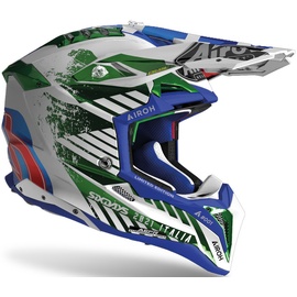 Airoh Aviator 3 Six Days Italy 2021 Carbon Motocross Helm, weiss-pink-grün, Größe S