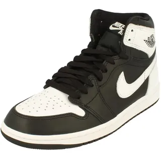 Nike Air Jordan 1 Retro High OG Herren Basketball Trainers DZ5485 Sneakers Schuhe (UK 10 US 11 EU 45, Black White 010) - 45 EU