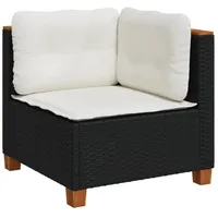 vidaXL Garten-Ecksofa mit Kissen Schwarz Poly Rattan