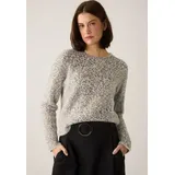 More & More Strickpullover in Leo-Optik mit Rundhalsausschnitt, Mittelgrau, 36