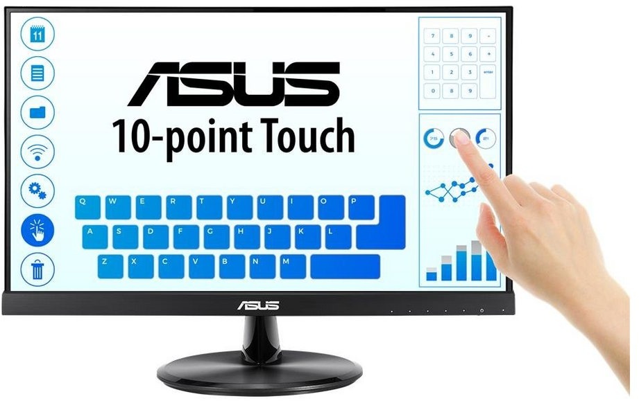 Asus VT229H Smart Monitor (54,60 cm/21,5 ", 1920 x 1080 px, Full HD, 5 ms Reaktionszeit, 83 Hz, IPS, Touch Monitor, 10-Punkt-Touchscreen, Flicker-Free, HDMI, schwarz) schwarz