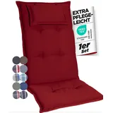 gardisun Gartenstuhlauflagen Hochlehner mit Kopfteil I Extra Dicke Sitzauflagen I Made in Europe I Polsterauflagen für Hochlehner I Auflagen mit extra hohem Komfort I 1er Set I Rot