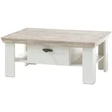 furn.design Couchtisch weiß Pinie Landhaus Beistelltisch mit 2 x Schubkasten Rovola