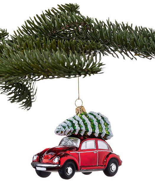 Pendentif pour arbre de Noël Coccinelle Volkswagen avec sapin, 6.1x4.3 cm