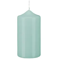 Kopschitz Kerzen Stumpen Kerzen Türkis 20 x Ø 7 cm, 6 Stück getauchte Stumpenkerzen mit Spitzkopf in RAL Qualität