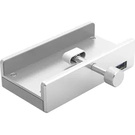 ORICO USB 3.0 Hub 4 Port, Aluminium SuperSpeed Daten hub Mit Extra Netzteilanschluss Port für Desktop Computer, MacBook, MacBook Air/Pro/Mini(Silber)