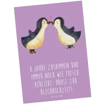 Mr. & Mrs. Panda Ansichtskarte 8. Hochzeitstag Blechhochzeit - Geschenk, Ansichtskarten, bildkarte, Geschenke, Grußkarte, romantische, Postkarten, 8 Jahre zusammen, Heirat, Postkarte, Fotokarte