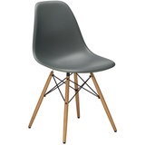 Vitra Stuhl Eames Plastic Side Chair RE 83x46.5x55 cm granitgrau, Gestell:  eichefarbig, Designer Charles & Ray Eames