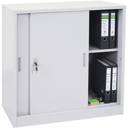 Aktenschrank Preston MCW-F41, Stahlschrank Büroschrank, mit abschließbaren Schiebetüren 90x90x45cm ~ grau
