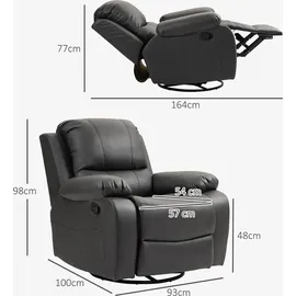 Homcom Relaxsessel Fernsehsessel Mikroraserstoff 93 x 98 x 100 cm Schwarz mit Liegefunktion