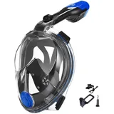Tauchmaske Vollgesichtsmaske, Müheloses Atmen Taucherbrille, Faltbare Schnorchelmaske Anti-Fog und Anti-Leck-Technologie mit 180° Sichtfeld und Kamerahalter für Erwachsene