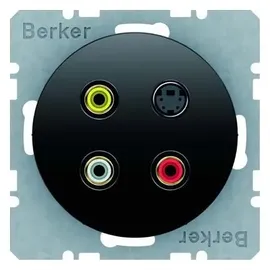 Berker 3 x Cinch/S-Video Steckdose (schwarz 3315322045