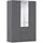 Rauch Möbel BRISTOL Drehtürenschrank Kleiderschrank, Schrank Garderobe 3-türig, 1 Spiegeltüre, 2 Schubladen, Farbe Grau metallic, Schwarz, Griffprofil Grau metallic, Push-to-Open 136x197x54cm
