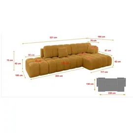 altdecor Ecksofa Cord 2-Sitzer Senfgelb