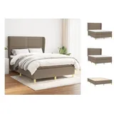 vidaXL Boxspringbett mit Matratze Taupe 140x200 cm Stoff