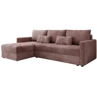 Luxusbetten24 Schlafsofa Designer Sofa Roma in Cord, mit Stauraum und Schlaffunktion rosa