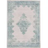 benuta pop Waschbarer Teppich Türkis, 200x300 cm - Vintage-Stil Teppich im Used-Look