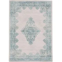 benuta pop Waschbarer Teppich Türkis, 200x300 cm - Vintage-Stil Teppich im Used-Look