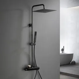dylin gmbh Görbach Regendusche Duschset mit Duscharmatur Matt Schwarz 3030MB
