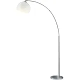 RL Bogenstehlampe Leseleuchte Stehleuchte Wohnzimmerlampe Standleuchte, Metall Acryl Chrom weiß, 1x E27, H 180 cm