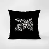 Kissenbezug 80x80 Schwarze Blätter Weiß Kopfkissenbezug 80x80 Baumwolle Leinen Sofakissen mit Reißverschluss Kopfkissenbezüge Knitterfreie Kopfkissen 80x80 Bezug Langlebig Kissenbezüge 80x80 1 Pcs