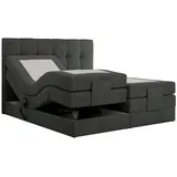 MKS Meble MKS Boxbett, Dunkelgrau Textil, 2-Sitzer, H3 7-Zonen Rechteckig, 160x200 cm Schlafzimmer, Betten, Boxspringbetten