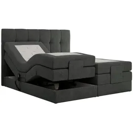 MKS Meble MKS Boxbett, Dunkelgrau Textil, 2-Sitzer, H3 7-Zonen Rechteckig, 160x200 cm Schlafzimmer, Betten, Boxspringbetten
