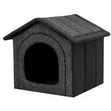 millybo Hundehöhle Hundebett Hundehaus Hundehütte S-XXXL Ökoleinen/Oxford (R6 (76 x 72 cm), Schwarz)