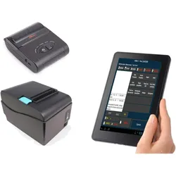 Blitzkasse Mobiles Kassensystem für GASTRONOMIE: 7" Bedienerterminal, Bondrucker, tragbarer Gurteldrucker