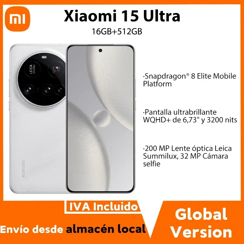 Globale Version Xiaomi 15 Ultra Snapdragon 8 Elite Handy Smartphone 200MP Quad Kamera 6.73“ 120Hz 5410mAh 90W Handy Xiaomi AI Globale Version Xiaomi 15 Ultra Snapdragon 8 Elite Handy Smartphone 200MP Quad Kamera 6.73“ 120Hz 5410mAh 90W Handy Xiaomi AI