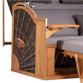 deVries Strandkorb Holz, Teakholz, Uni, 150x165x92 cm, Gartenmöbel, Strandkörbe