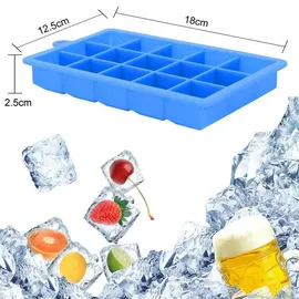 Intirilife 2x Eiswürfelformen in BLAU – 2er Set à 15 Fächer Eiswürfel Silikonformen mit Deckel – Flexibler Eiswürfelbehälter Verschließbar