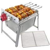 Rambo TOGO: Grill SET - kleiner Schaschlik Grill, Edelstahl Mangal, Grill mit Motor, Campinggrill, inkl. Powerbank & Spieße