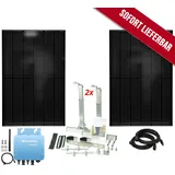 Balkonkraftwerk 820W 2x 410Watt mit Wechselrichter Kabel Haken-Halter Balkon PV