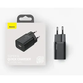 Baseus Super Si 1C Schnellladegerät USB Typ C 25W Pd Qc schwarz